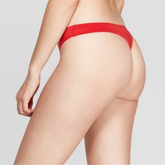 Auden Satin Bonded Micro Thong in Ripe Red, Women’s Size Medium (8-10). - Picture 2 of 3